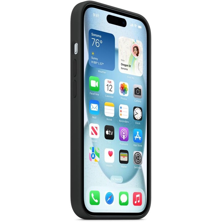 Étui en silicone Apple iPhone 15 avec Magsafe - noir