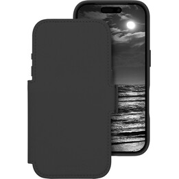 Dbramante1928 Funda para iPhone 17 Pro, Negro liso, Piel sintética Diseño magnético extraíble 2 en 1