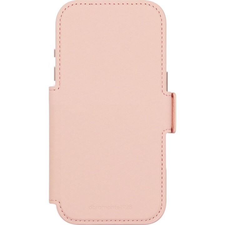 Dbramante1928 Funda para iPhone 17 Pro, Rosa sólido, Piel sintética, Diseño magnético extraíble 2 en 1