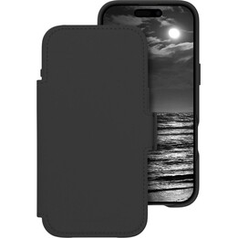 Dbramante1928 Funda compatible con iPhone 17 Air, Negro liso, Piel sintética, Diseño magnético extraíble 2 en 1