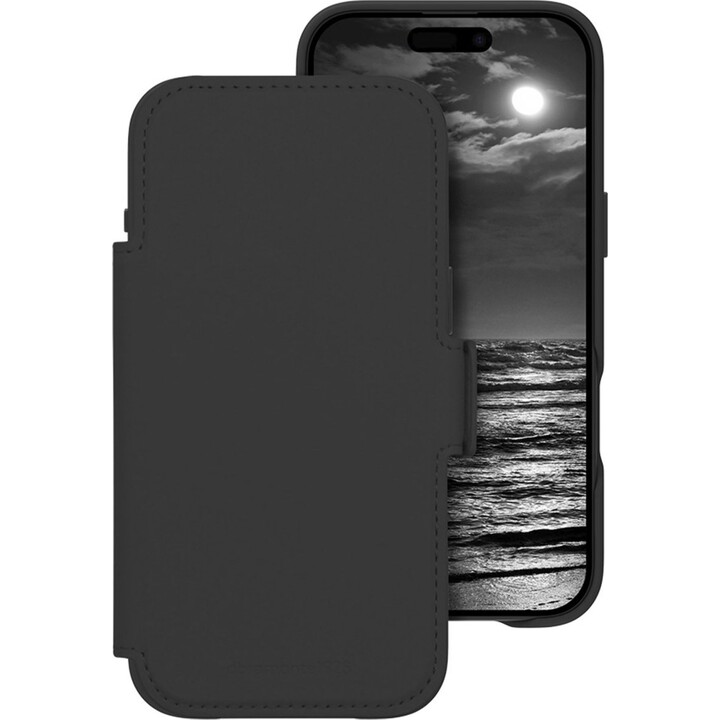 Dbramante1928 Funda compatible con iPhone 17 Air, Negro liso, Piel sintética, Diseño magnético extraíble 2 en 1
