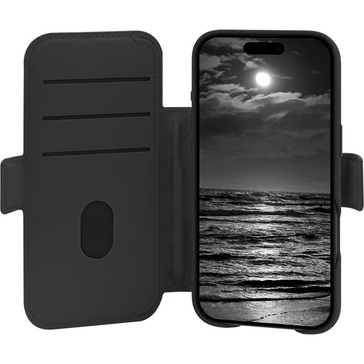 Dbramante1928 Funda compatible con iPhone 17 Air, Negro liso, Piel sintética, Diseño magnético extraíble 2 en 1