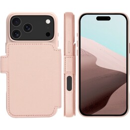 Dbramante1928 Funda para iPhone 17 Pro Max, Rosa sólido, Cuero sintético, Diseño magnético extraíble 2 en 1