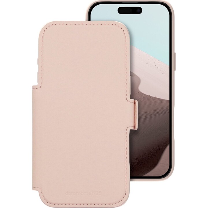Dbramante1928 Funda para iPhone 17 Pro Max, Rosa sólido, Cuero sintético, Diseño magnético extraíble 2 en 1