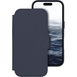Dbramante1928 Funda para iPhone 17 Azul oscuro sólido, Cuero sintético, Diseño magnético extraíble 2 en 1
