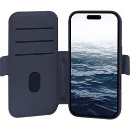Dbramante1928 Funda para iPhone 17 Pro, Azul oscuro sólido, Cuero sintético, Diseño magnético extraíble 2 en 1