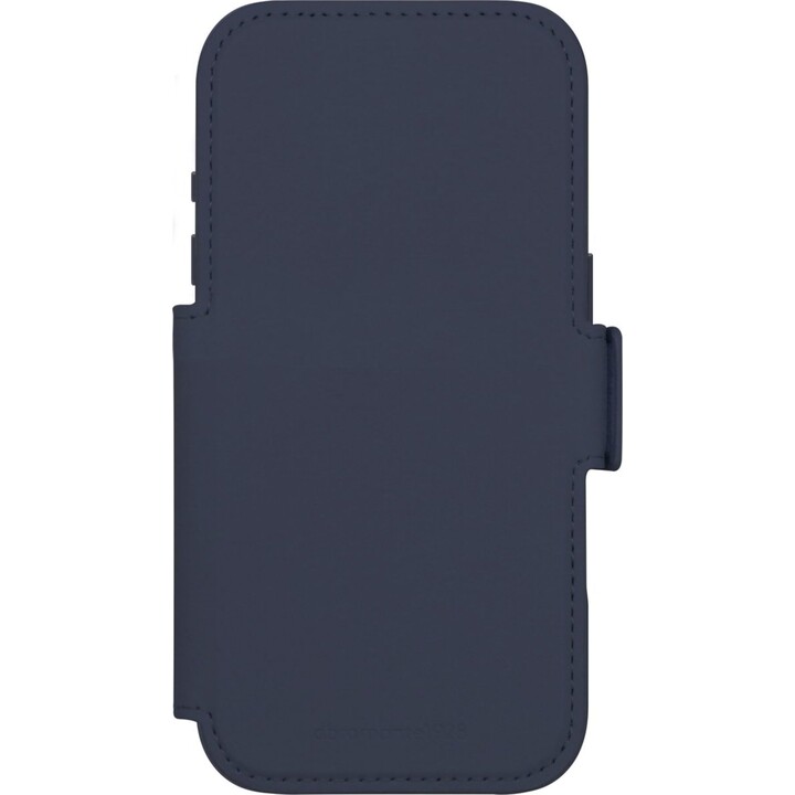 Dbramante1928 Funda para iPhone 17 Pro, Azul oscuro sólido, Cuero sintético, Diseño magnético extraíble 2 en 1