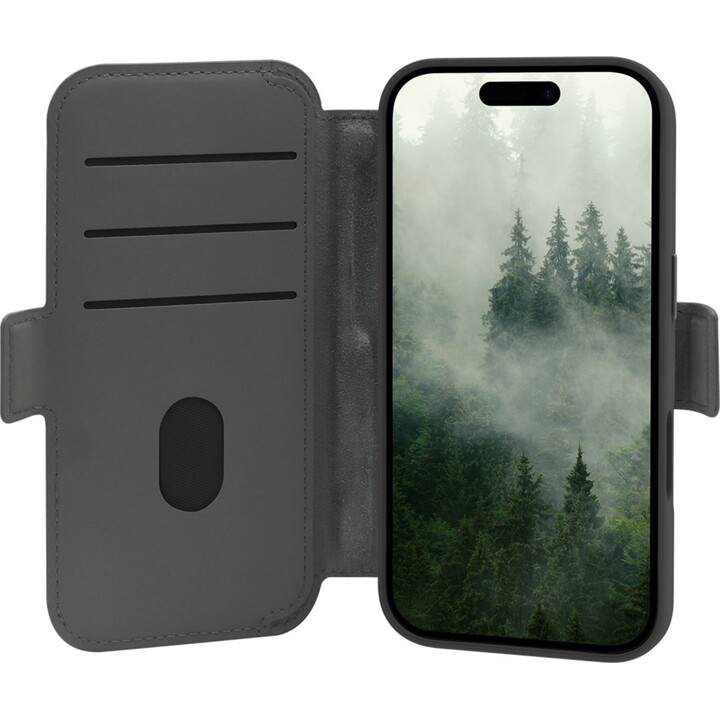 Dbramante1928 Funda para iPhone 17 Verde sólido, Piel sintética, Diseño magnético extraíble 2 en 1