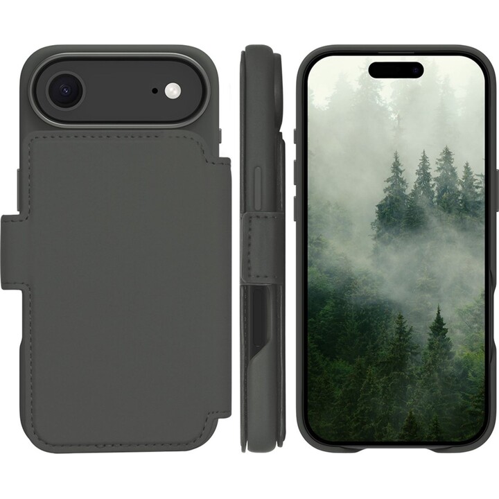 Dbramante1928 Funda para iPhone 17 Air, Verde sólido, Piel sintética, Diseño magnético extraíble 2 en 1
