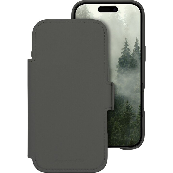 Dbramante1928 Funda para iPhone 17 Air, Verde sólido, Piel sintética, Diseño magnético extraíble 2 en 1
