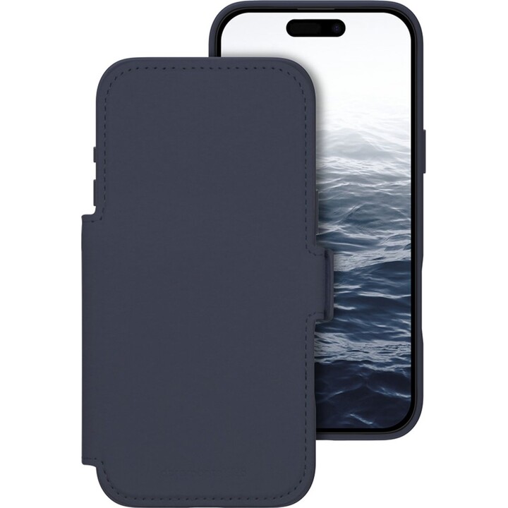 Dbramante1928 Funda para iPhone 17 Pro Max, Azul Oscuro Sólido, Cuero Sintético, Diseño 2 en 1 Magnético Extraíble