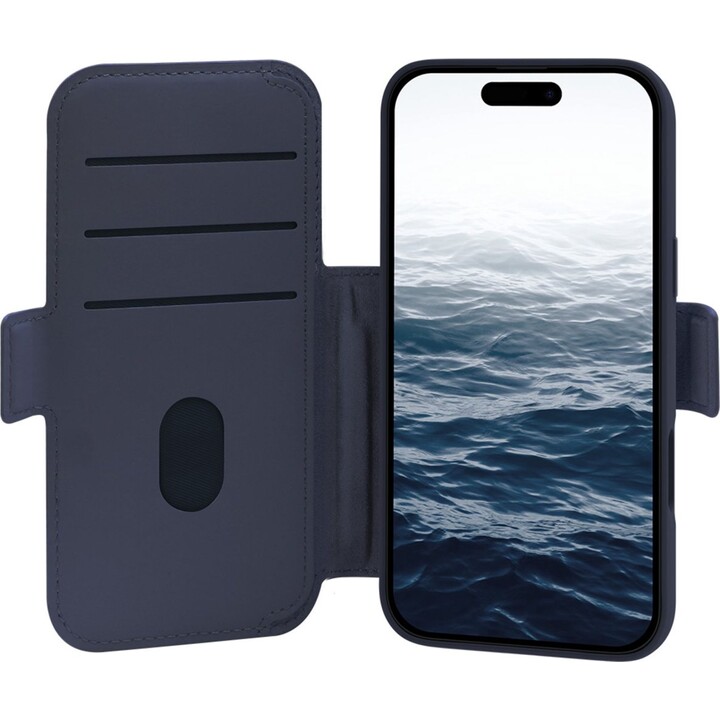 Dbramante1928 Funda para iPhone 17 Pro Max, Azul Oscuro Sólido, Cuero Sintético, Diseño 2 en 1 Magnético Extraíble