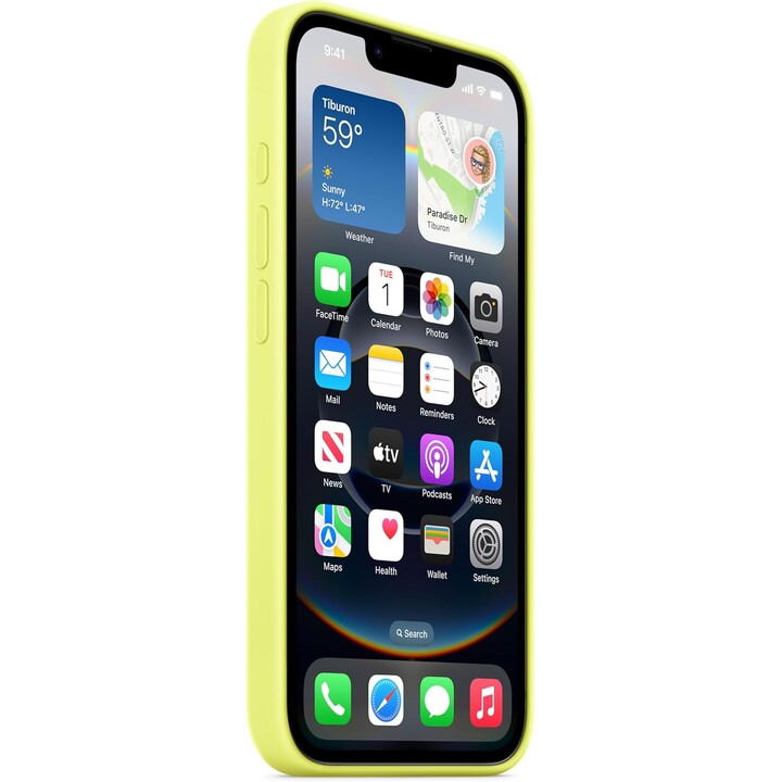 Coque en silicone Apple pour iPhone 16e - Jaune fluo