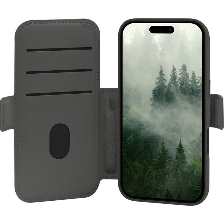 Dbramante1928 Bücherregal-Hülle für iPhone 17 Pro, einfarbiges Grün, Kunstleder, 2-in-1-magnetisches, abnehmbares Design