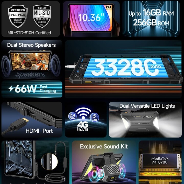 Ulefone Armor Pad 3 Pro 10.36 8GB 256GB LTE Negro