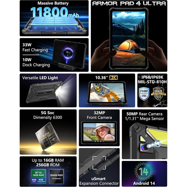 Ulefone Armor Pad 4 Ultra 5G 256 GB 8GB Preto DS UE