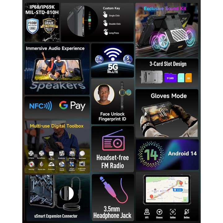 Ulefone Armor Pad 4 Ultra 5G Térmico 256GB 8GB Negro DS EU