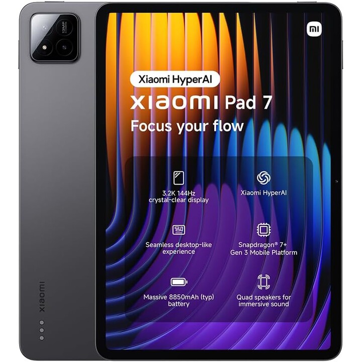 Xiaomi Pad 7, 8+256 GB, Wi -Fi, tela de 11,2 polegadas, bateria de 8850 mAh, carregamento de 45w, hiper ai, cinza
