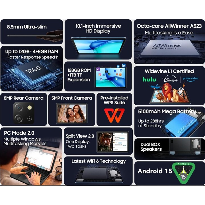 Blackview Tab 60 Pro 4G LTE 8GB/128GB Verde - Tablet