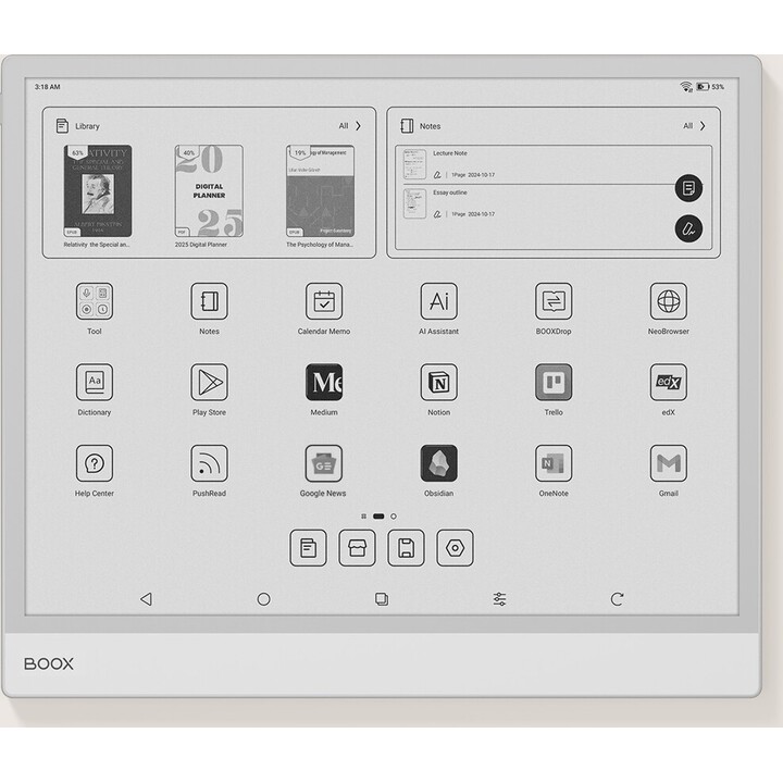 Onyx BOOX Note Max 13.3, tablette E-en taille A4 Android 6 Go RAM 128 Go ROM 300dpi, gris