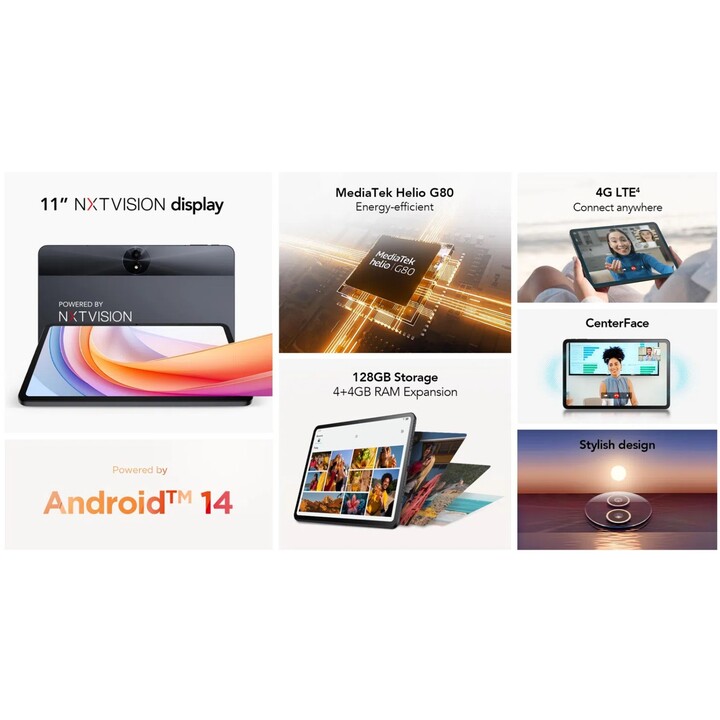 TCL TAB 11FE, 128GB ROM e 4+4 GB de expansão de RAM, Octacore, Cinza