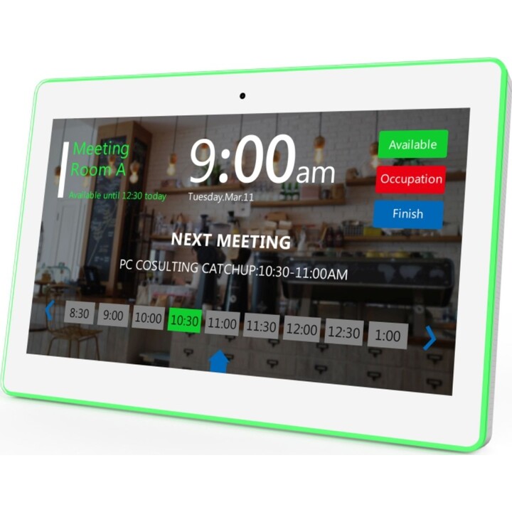ALLNET Meetingraum RGB LED Tablet 15 Zoll RK3399 weiß Android 10 und NFC/RFID