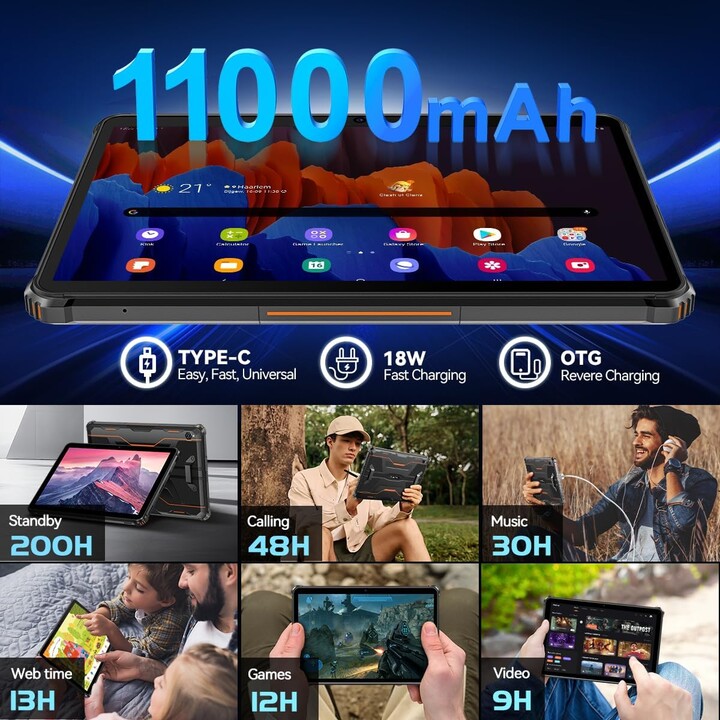 Oukitel RT9 10.1" 6/256GB Schwarz Rugged 11000 mAh Tablet