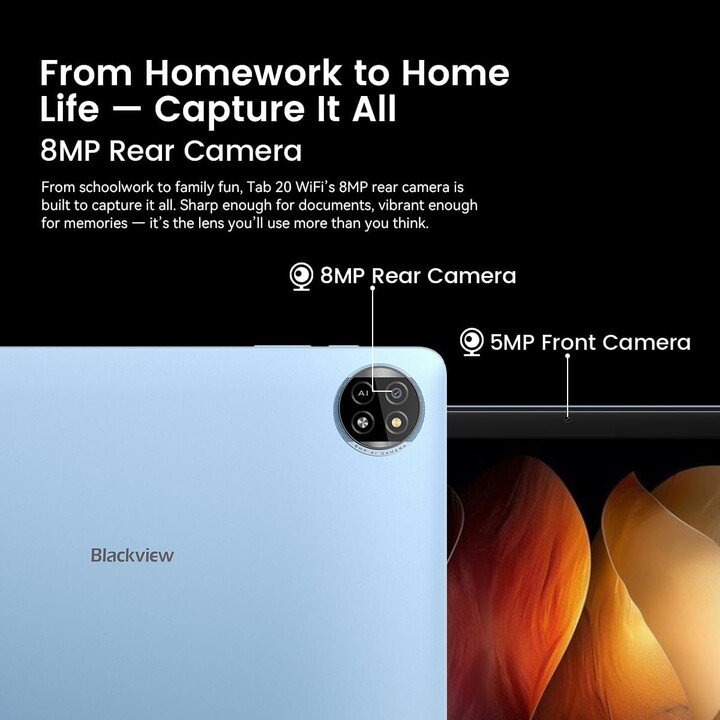Blackview Tab 20, 12GB+64GB (2TB externo), WiFi, Android 15, asistencia de IA Gemini, 10.1 HD+, 6000 mAh, 5MP+8MP, 5G, azul