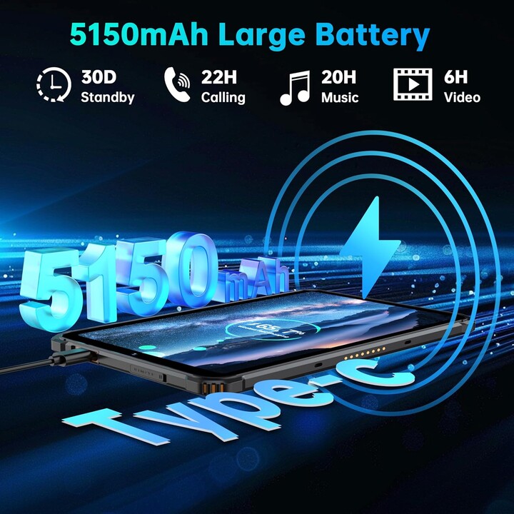 OUKITEL RT3 Pro, 16GB+128GB 1TB Expandable, Android 14, 8 Inch HD Display, 5150mAh, 16+8MP Camera, 4G Dual SIM, Orange
