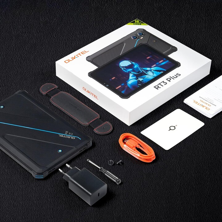 OUKITEL RT3 Plus, 16GB+128GB/TF 1TB, 4G Dual SIM, 5G WiFi, Android Tablet 15, 11000mAh, 8 Inch, 16MP, Gemin, Black