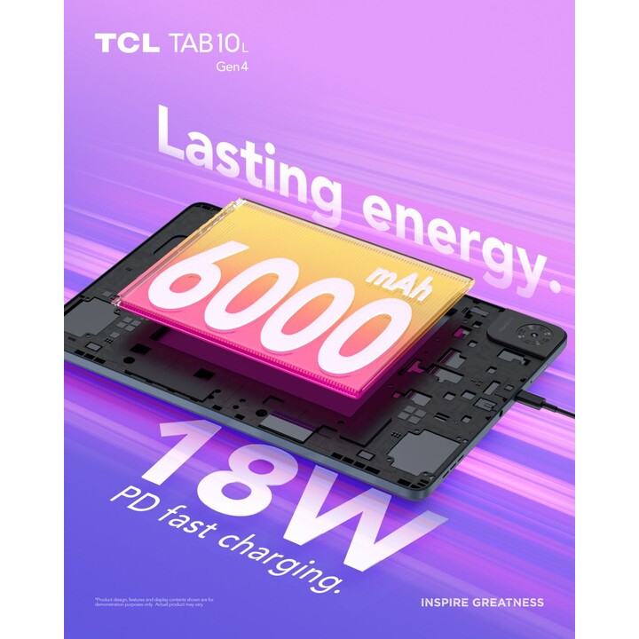 TCL Tab 10L Gen4, 4GB 128GB, WiFi, 10.1 Pantalla, 6000 mAh, Android 15, Antracita