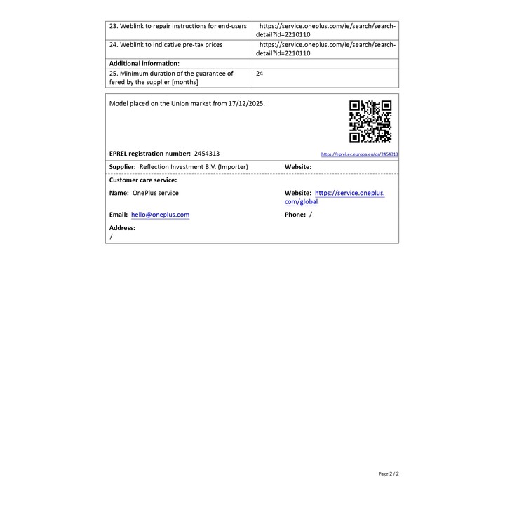 OnePlus Pad Go 2 12.1 8 GB 128 GB WiFi Lavendel #ficha