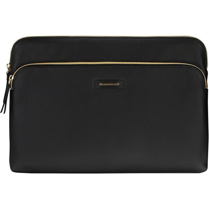 Paris+ Pebbled full-grain leather sleeve for MacBook Pro 14'' and 14'' Laptop - Night Black