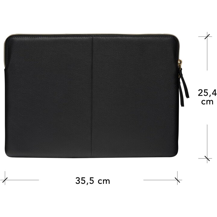 Paris+ Pebbled full-grain leather sleeve for MacBook Pro 14'' and 14'' Laptop - Night Black