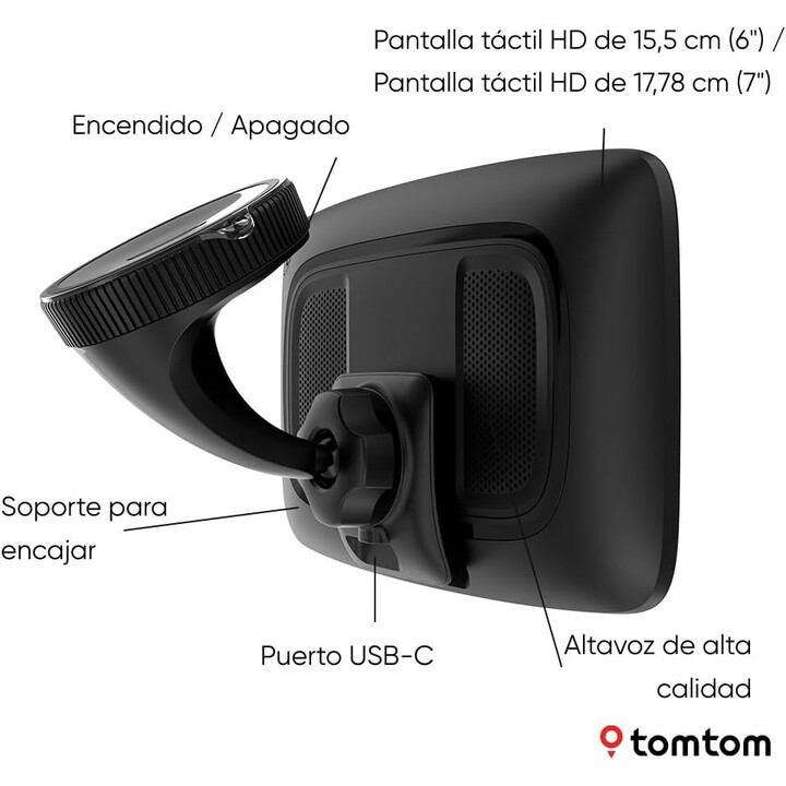 TomTom GPS para Coche Go Superior 6", Estado del Tráfico, Mapas del Mundo, Actualizaciones Rápidas vía WiFi