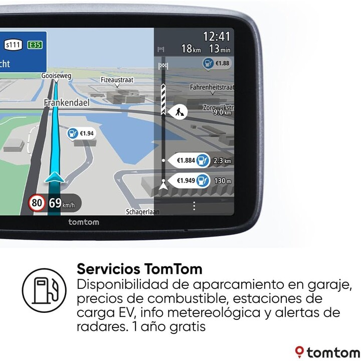 TomTom GPS para coche Go Superior, 7", Mapas del mundo, Actualizaciones rápidas vía WiFi