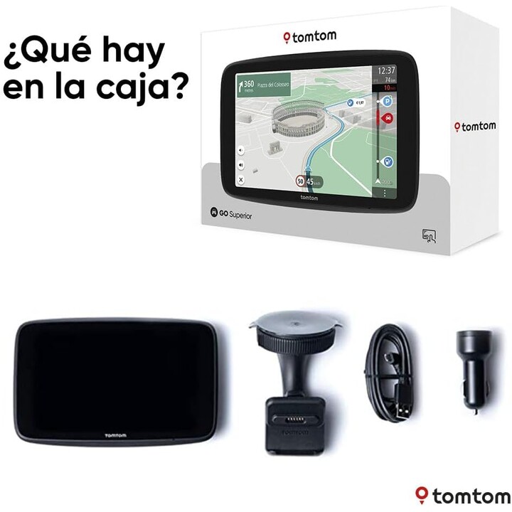 TomTom GPS para coche Go Superior, 7", Mapas del mundo, Actualizaciones rápidas vía WiFi
