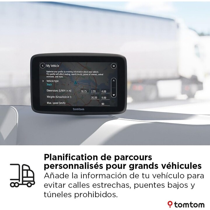 Navegador para camiones TomTom GO Professional 2ª generación, pantalla táctil capacitiva de 5", mapas de Europa
