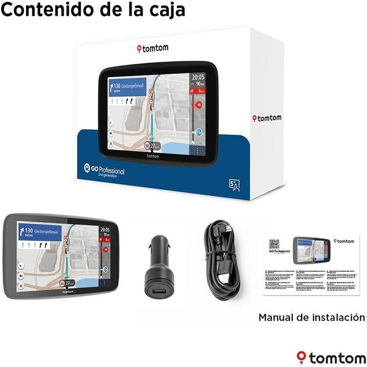 Navegador para camiones TomTom GO Professional 2ª generación, pantalla táctil capacitiva de 5", mapas de Europa