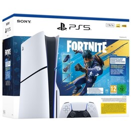 Sony PS5 Slim Estándar, 1 TB SSD, 4K, 1 controlador, Chasis E, Blanco + Fortnite Flowering Chao Pack