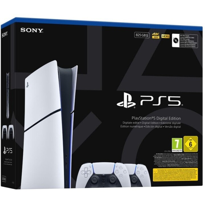 Sony PlayStation 5 Slim 825GB Digital Edition + mando extra Blanco, Negro