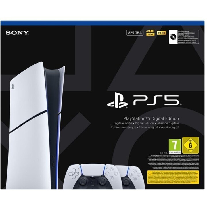 Sony PlayStation 5 Slim 825GB Digital Edition + mando extra Blanco, Negro