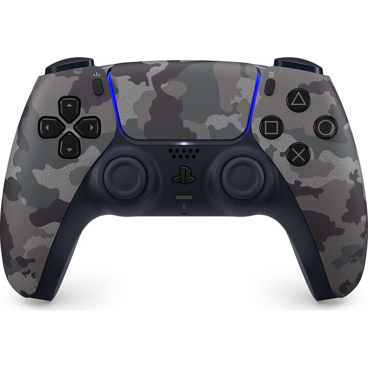 Controle sem fio DualSense da Sony Playstation 5, camuflagem cinza.