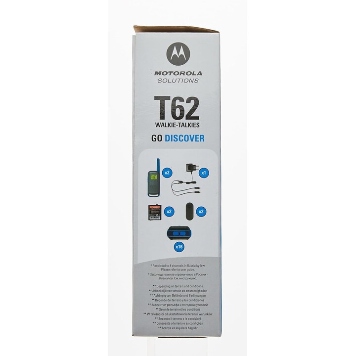 Motorola Mobility T62 Walkie Talkie, Azul/Negro, 2 Piezas