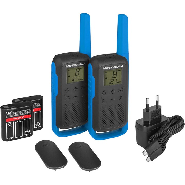 Motorola Mobility T62 Walkie Talkie, Azul/Negro, 2 Piezas