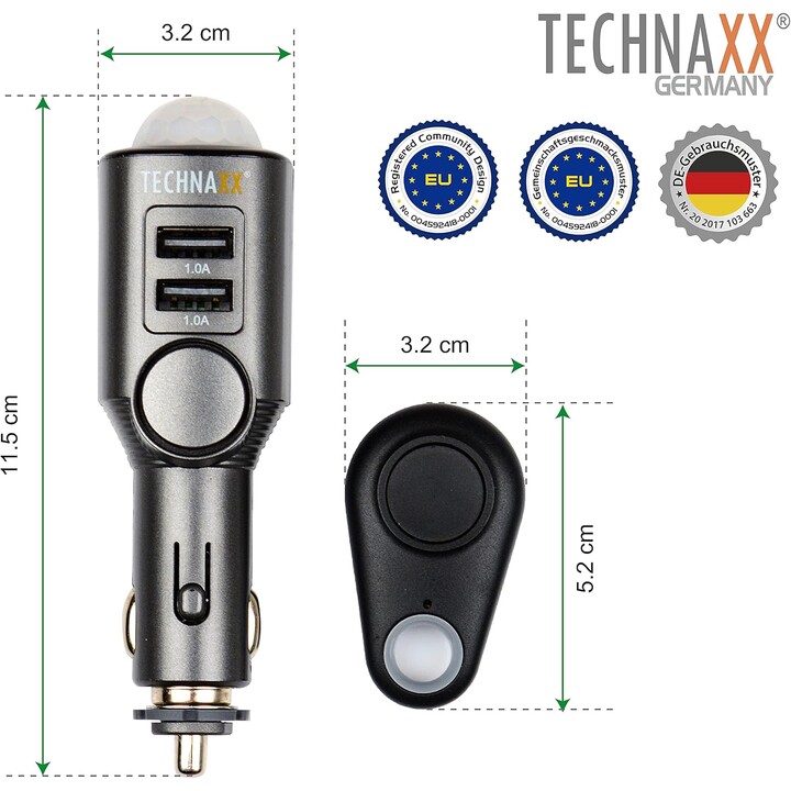 Technaxx 4743 chargeur d'appareils mobiles Universel Noir Allume-cigare Auto
