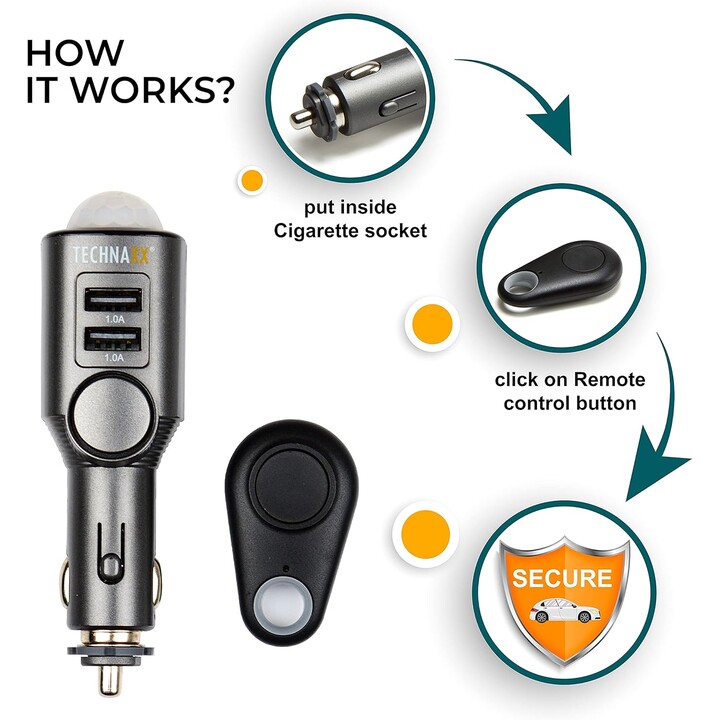 Technaxx 4743 chargeur d'appareils mobiles Universel Noir Allume-cigare Auto