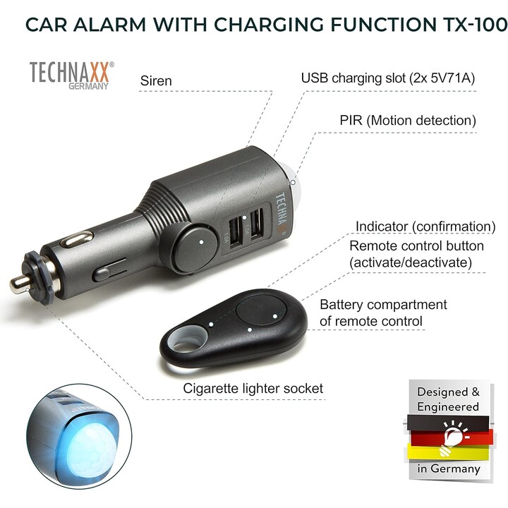 Technaxx 4743 chargeur d'appareils mobiles Universel Noir Allume-cigare Auto