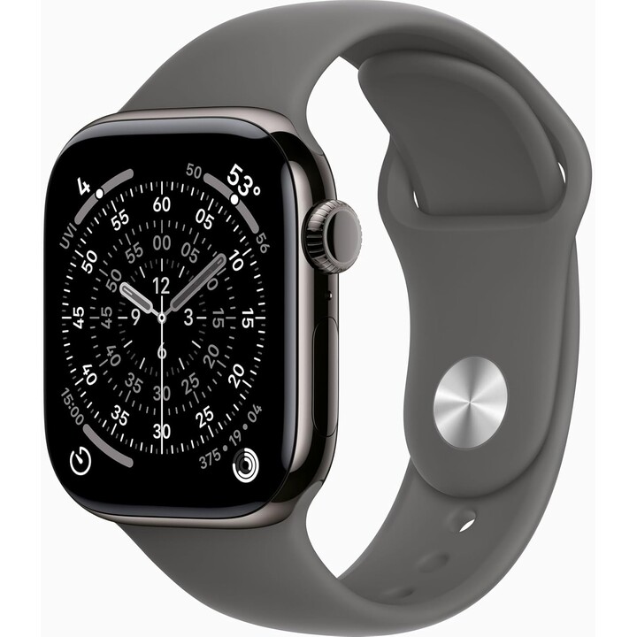 Apple Watch Series 11 GPS Cellular 42mm Caja de titanio natural y correa deportiva gris piedra S/M