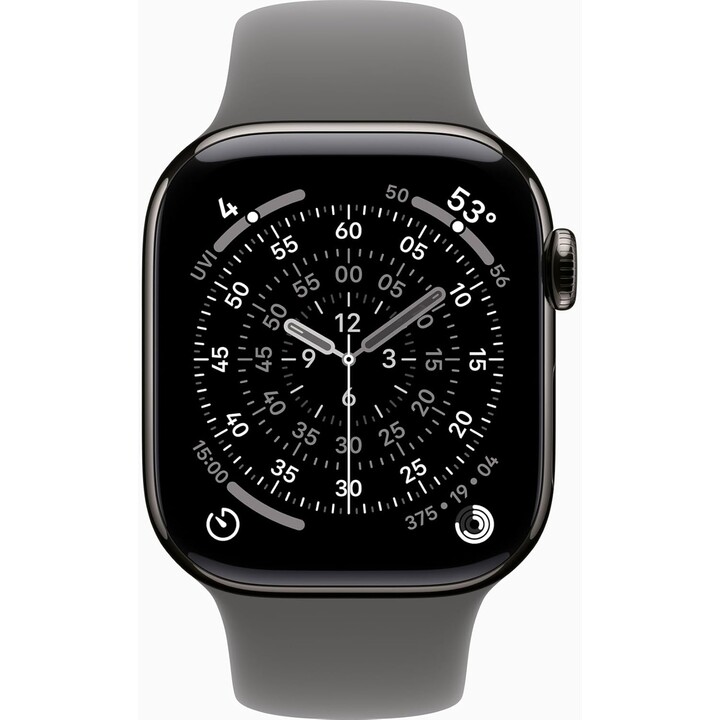 Apple Watch Series 11 GPS Cellular 42mm Caja de titanio natural y correa deportiva gris piedra S/M